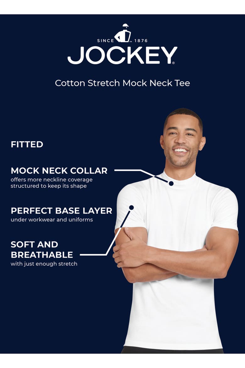 Men's Cotton Stretch Mock Neck Tee, Alternate, color, Just Past Midnight