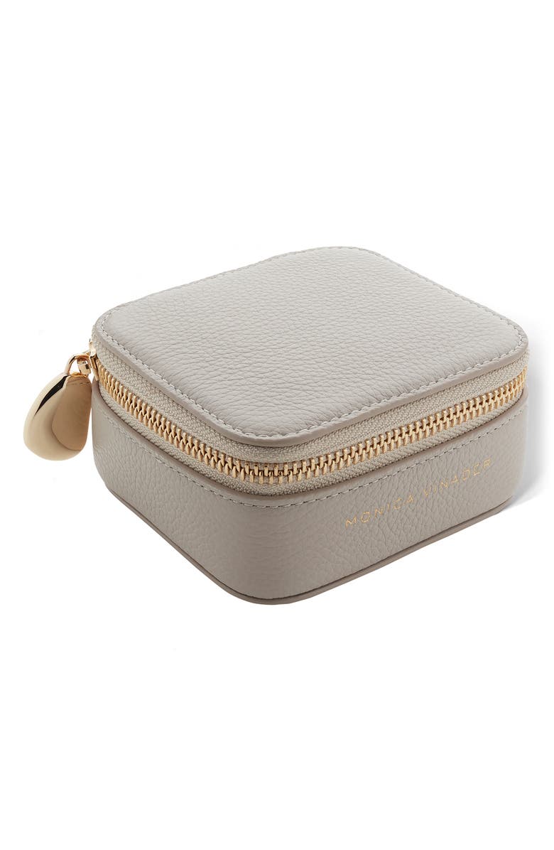Monica Vinader Leather Jewelry Box, Main, color, Pebble Grey
