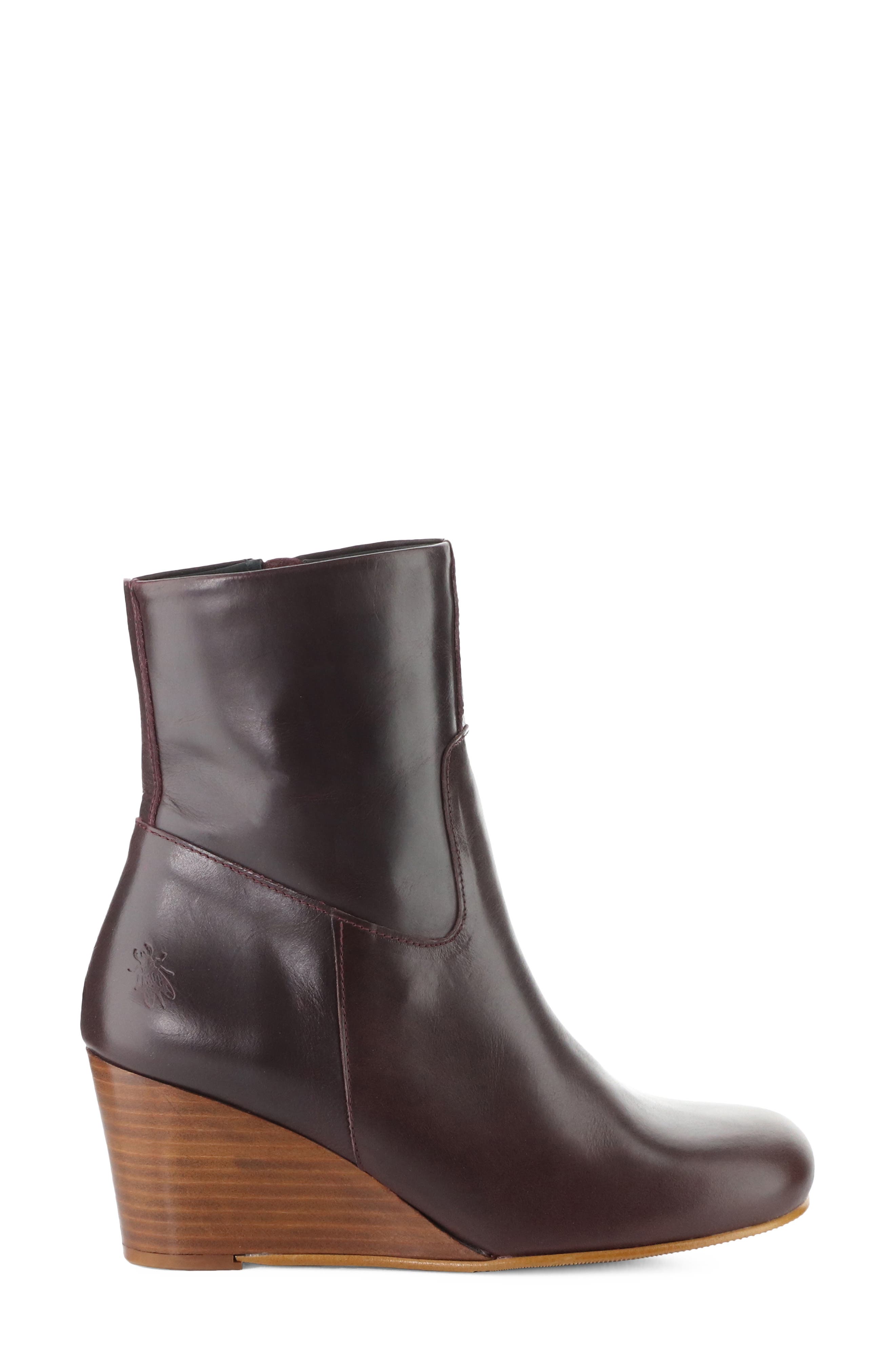 Tael Leather Wedge Bootie, Alternate, color, WINE