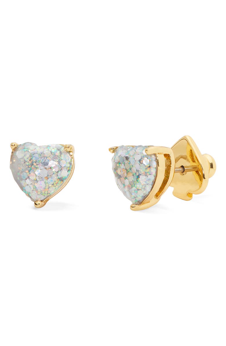 Kate Spade New York glitter heart stud earrings, Main, color,