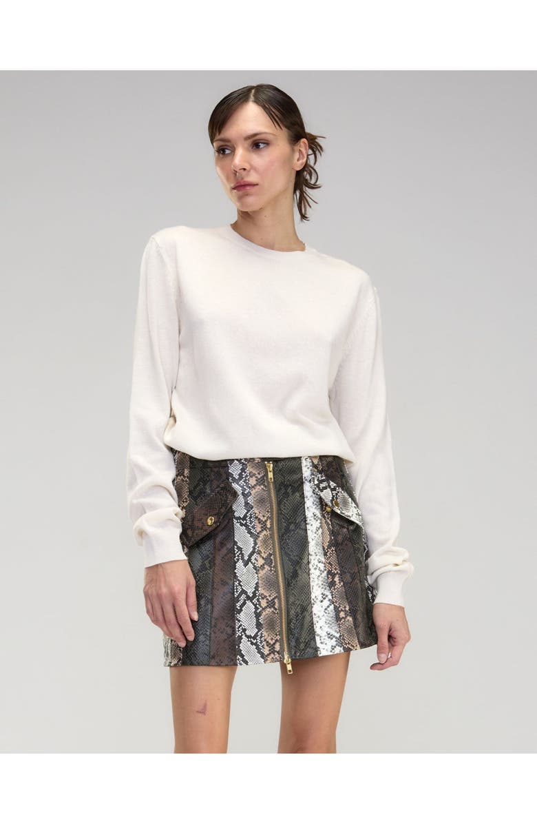 Cynthia Rowley Snake-Embossed Vegan Leather Skirt, Alternate, color,