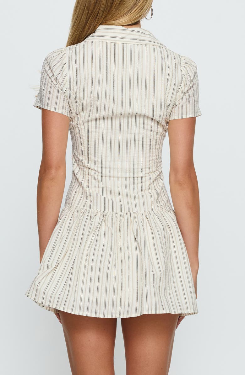 Princess Polly Windswept Stripe Mini Shirtdress, Alternate, color, Cream / Black Stripe