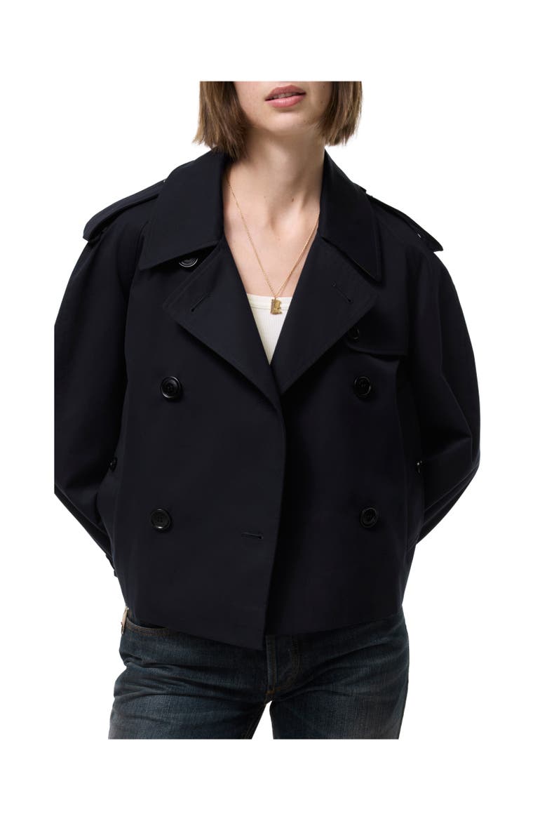 Cropped Gabardine Mayfair Trench Jacket, Alternate, color, Coal blue