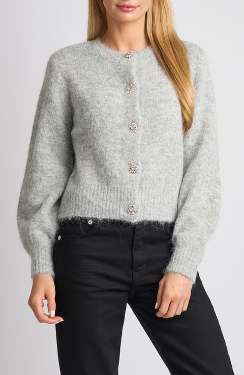 Fina Crewneck Fuzzy Cardigan