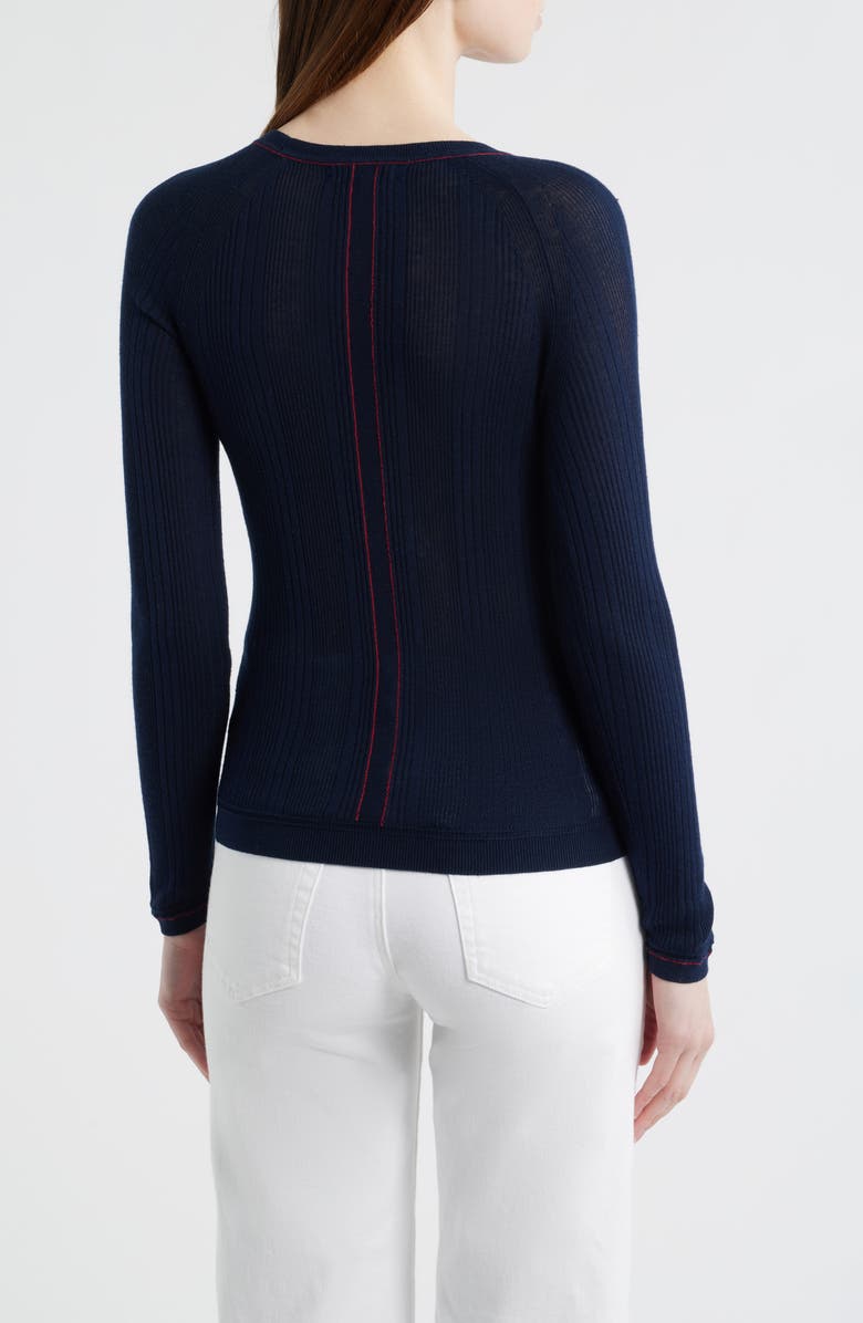 rag & bone Teresa Raglan Sleeve Rib Top, Alternate, color, Navy