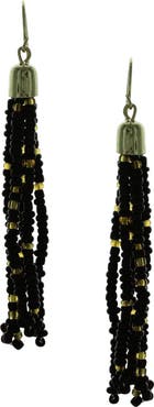 OLIVIA WELLES Isla Seed Bead Tassel Drop Earrings