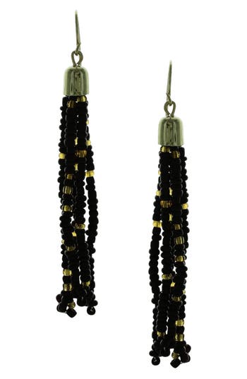 Olivia Welles Isla Seed Bead Tassel Drop Earrings In Green