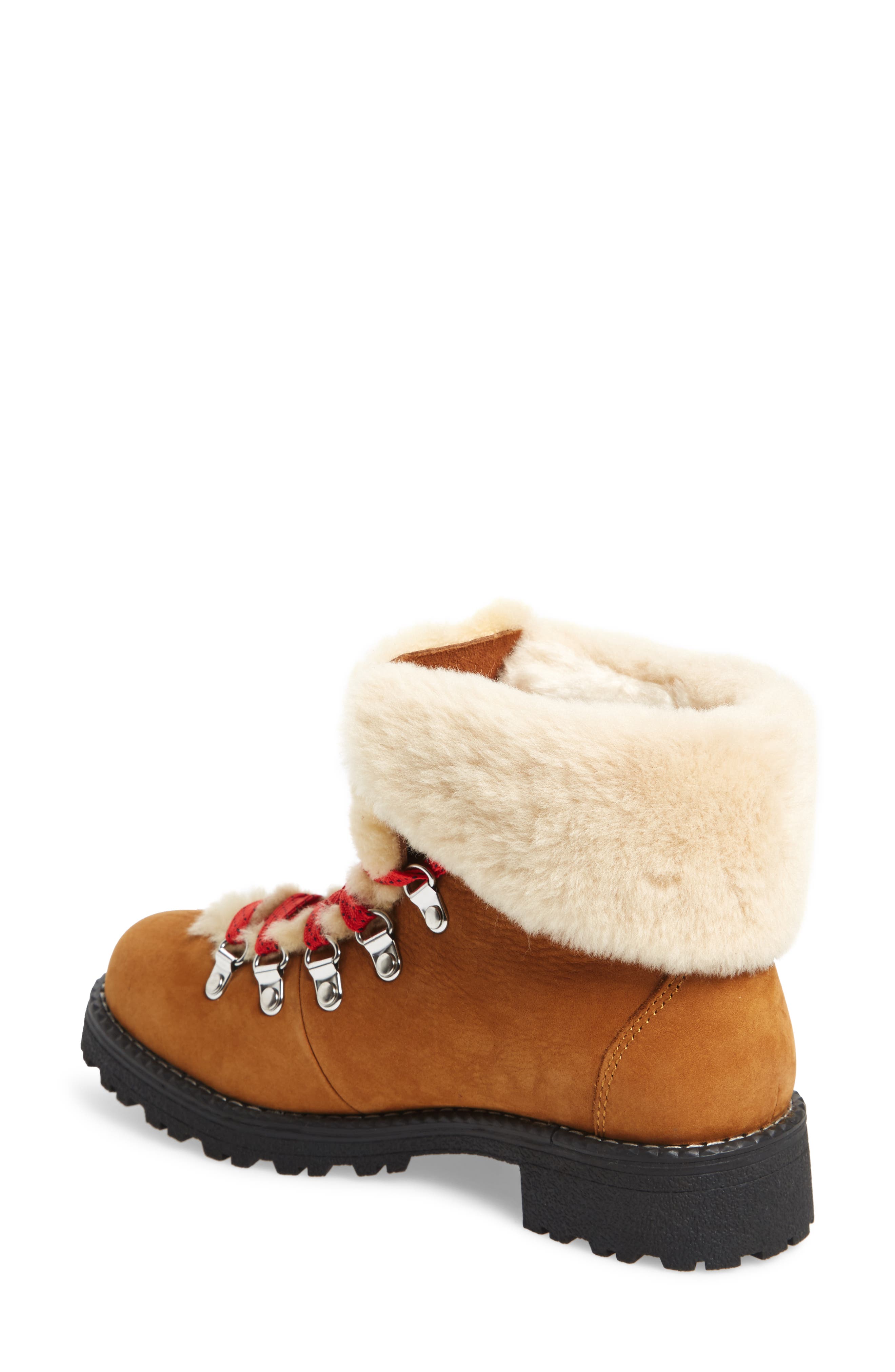 J.Crew Nordic Genuine Shearling Cuff Winter Boot, Alternate, color, Glazed Pecan Leather