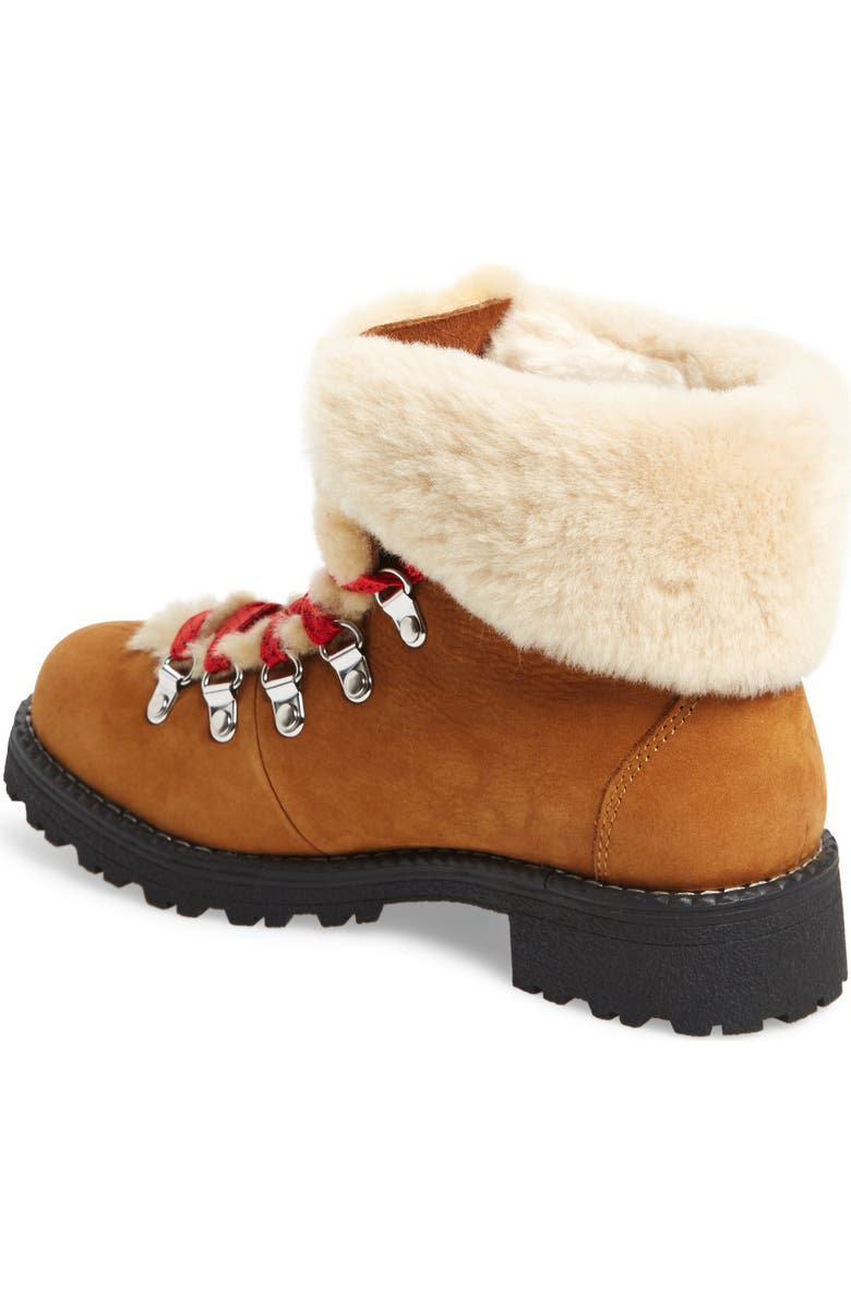 J.Crew Nordic Genuine Shearling Cuff Winter Boot, Alternate, color, Glazed Pecan Leather