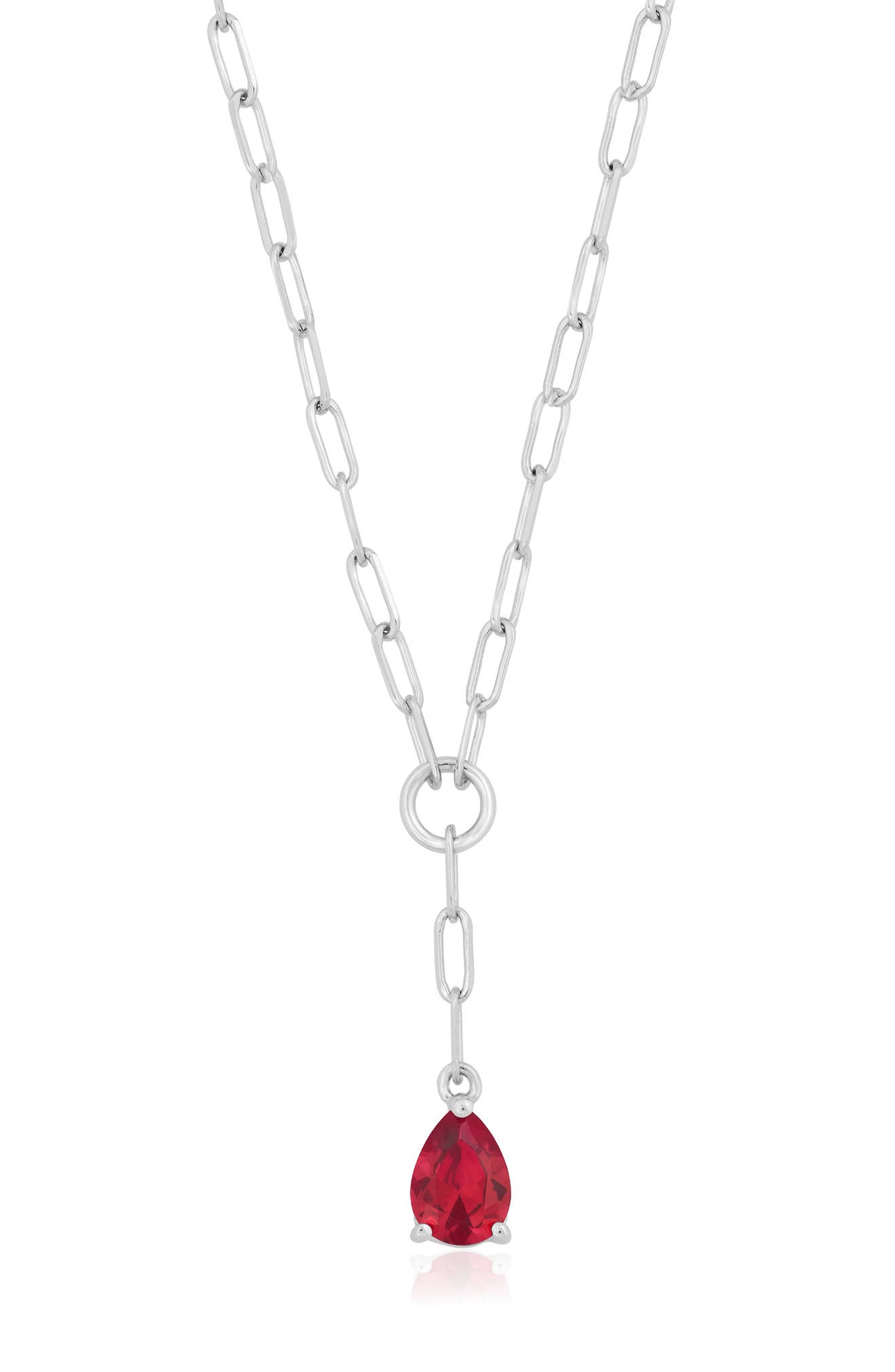 Pear-Cut Cubic Zirconia Paperclip Pendant Necklace