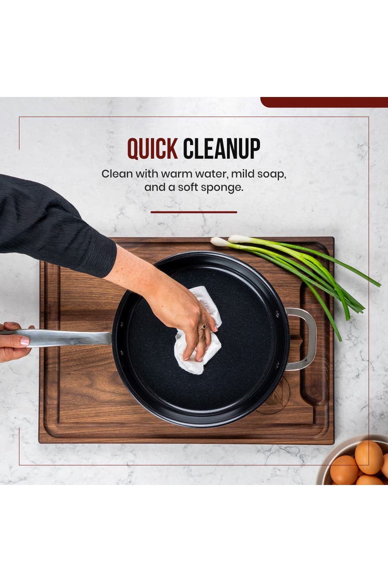Maestro 11-Inch Nonstick Stainless Steel Frying Pan Skillet with Lid, Induction Ready, Oven Safe to 400°F, Alternate, color, 11 inch
