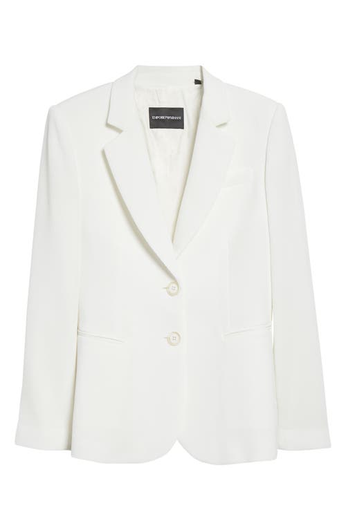 Emporio Armani Asv Single-breasted Blazer In Waffle Weave Technical Fabric In White