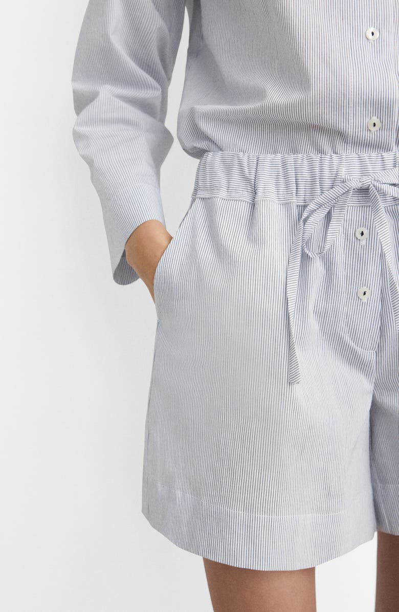 MANGO Stripe Cotton Blend Pajama Shorts, Alternate, color, White