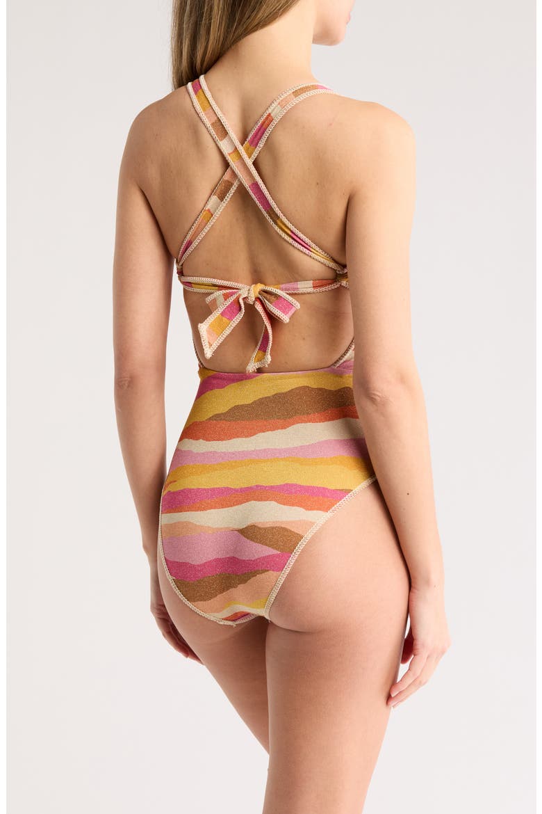 Canyon Sunset Corset One-Piece Swimsuit, Alternate, color, MULTI/ CORAL (MCO)