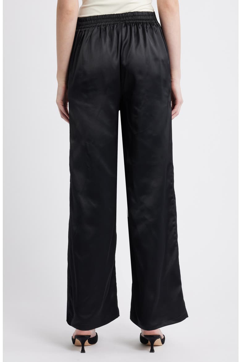 Sateen Wide Leg Pants, Alternate, color, BLACK