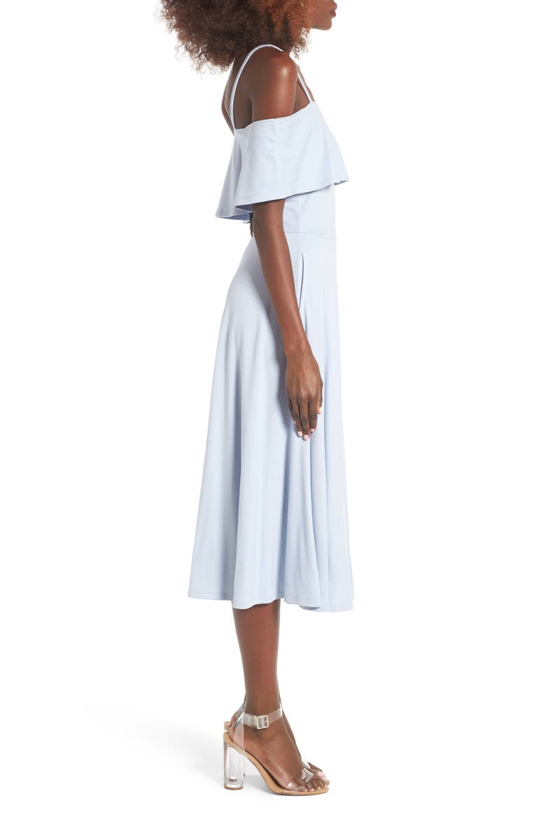 Cold Shoulder Midi Dress, Alternate, color, BLUE KENTUCKY