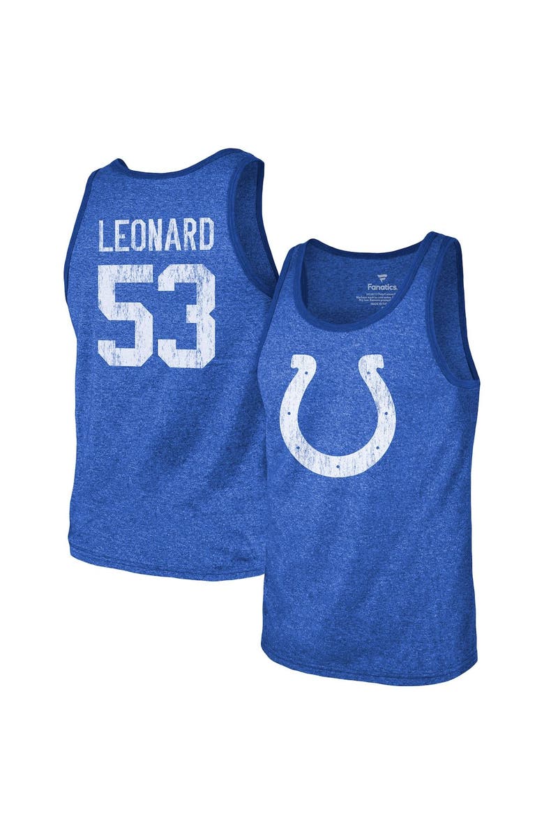 Majestic Threads Men's Fanatics Branded Shaquille Leonard Royal Indianapolis Colts Name & Number Tri-Blend Tank Top, Main, color, 