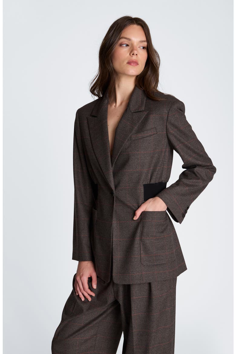 Ribbed Waisted Blazer, Alternate, color, MEDIUM BARK MULTI