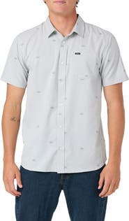 O'Neill Light Check Geo Standard Fit Short Sleeve Stretch Button-Up Shirt