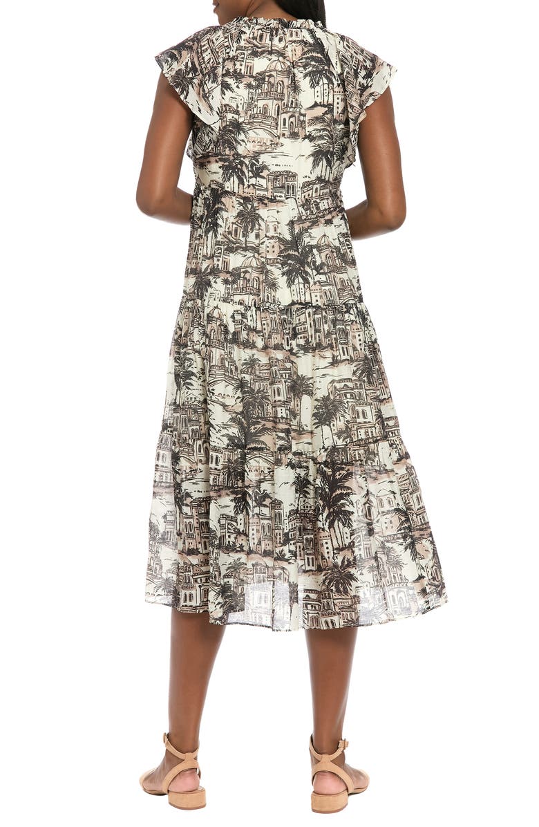 London Times Flutter Sleeve Babydoll Dress, Alternate, color, Sand/ Black