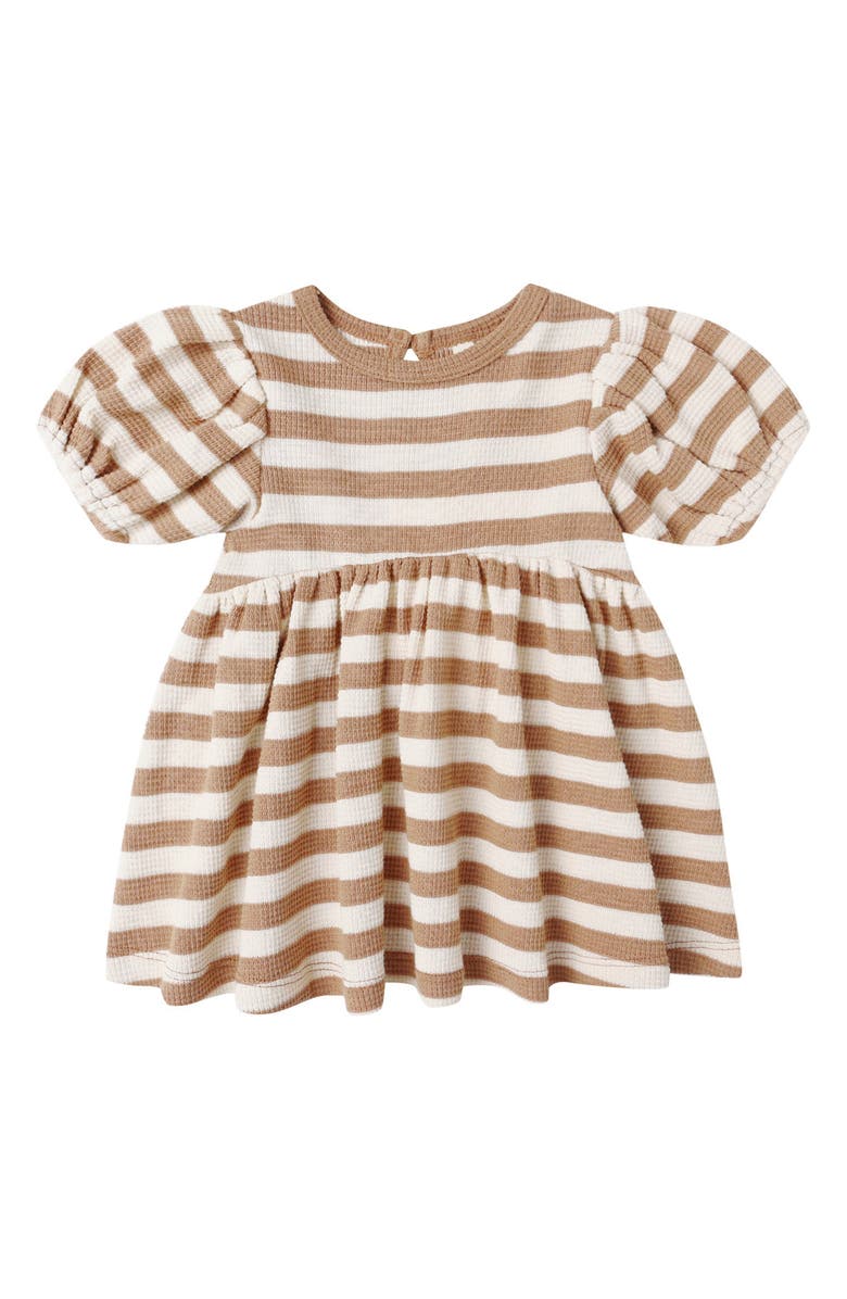 QUINCY MAE Darla Havest Stripe Puff Sleeve Organic Cotton Dress with Bloomers, Main, color, Spice