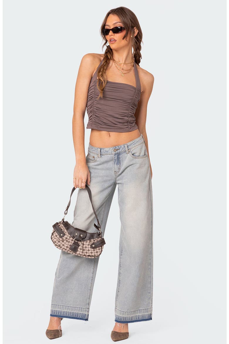 Kaila Ruched Halter Top, Alternate, color, BROWN
