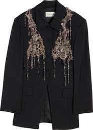 Dries Van Noten Embellished Wool & Mohair Cutaway Jacket