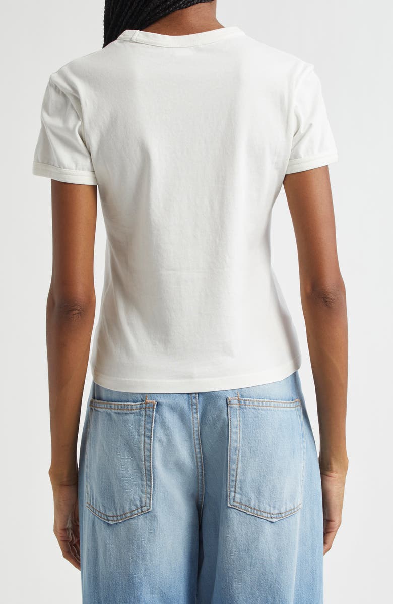 Acne Studios Etza Embroidered Logo Fitted Cotton T-Shirt, Alternate, color, Cold White