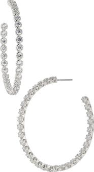 Nadri Large Cleo Cubic Zirconia Inside Out Hoop Earrings