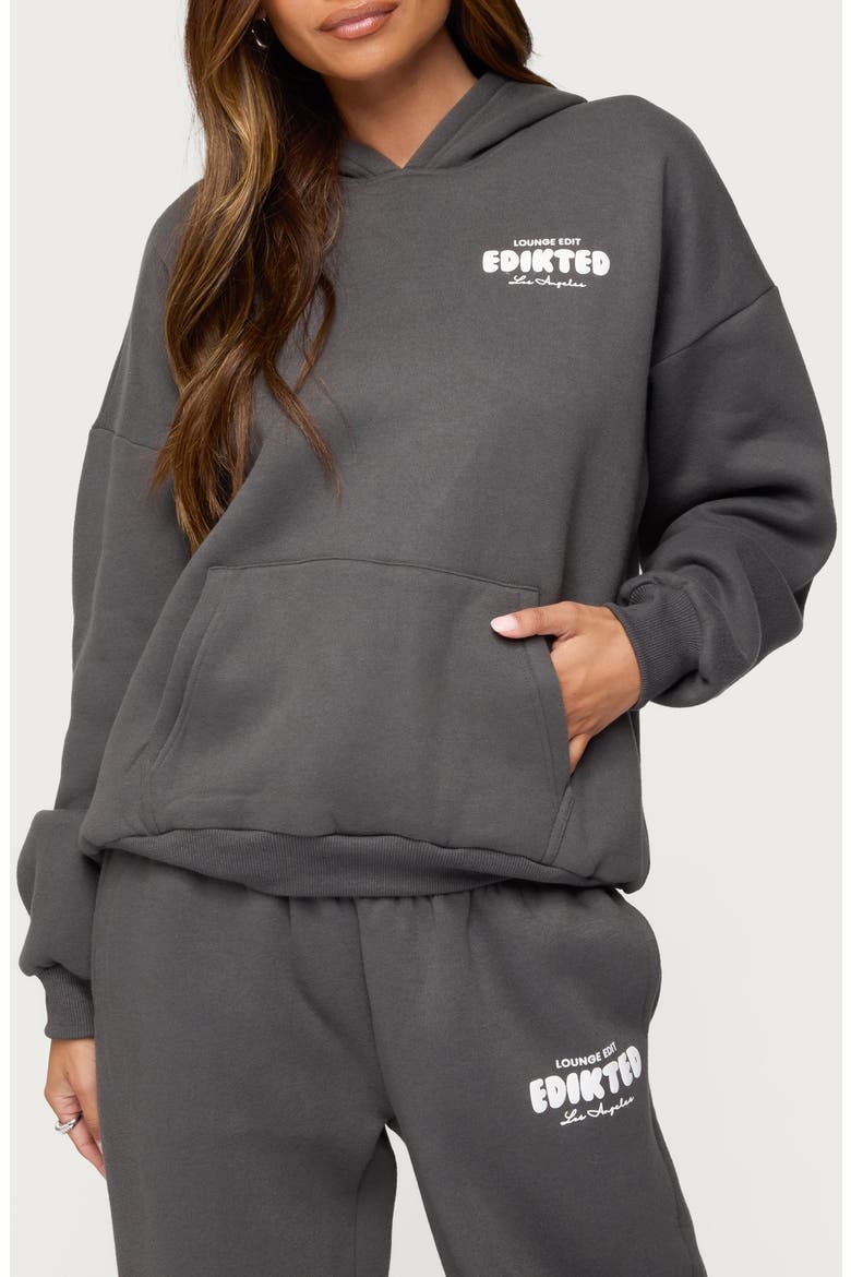Lounge Edit Logo Graphic Hoodie, Main, color, DARK-GRAY
