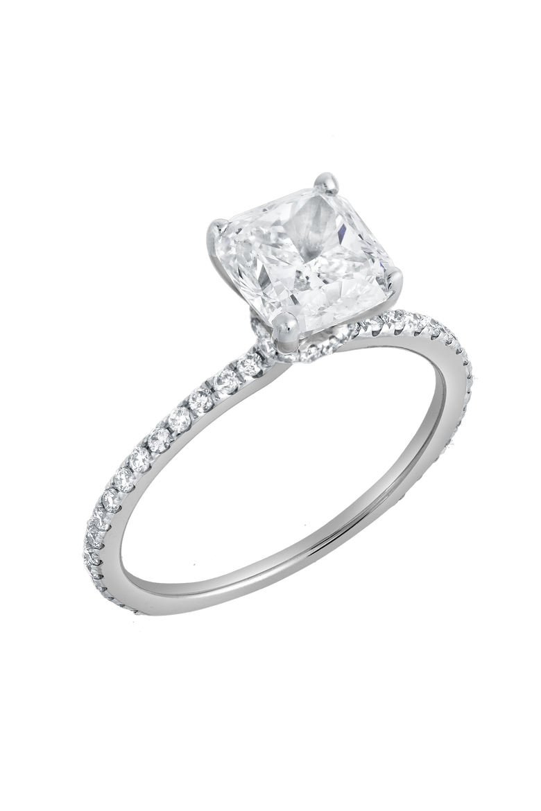 Adeline 2.3 Ct Cushion Lab Grown Diamond Engagement Ring, Alternate, color, 14K White Gold