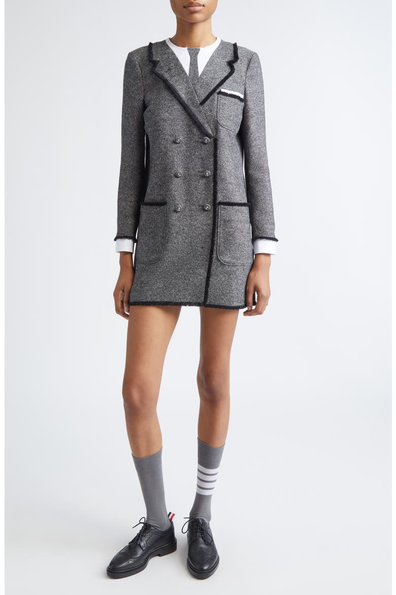 Donegal Long Sleeve Wool Dress, Main, color, BLACK/ WHITE