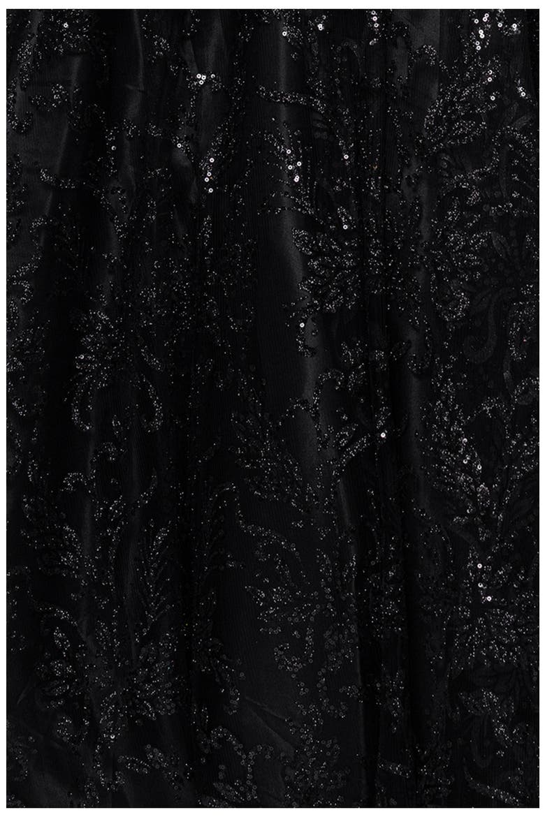 Sequin & Mesh Gown, Alternate, color, BLACK
