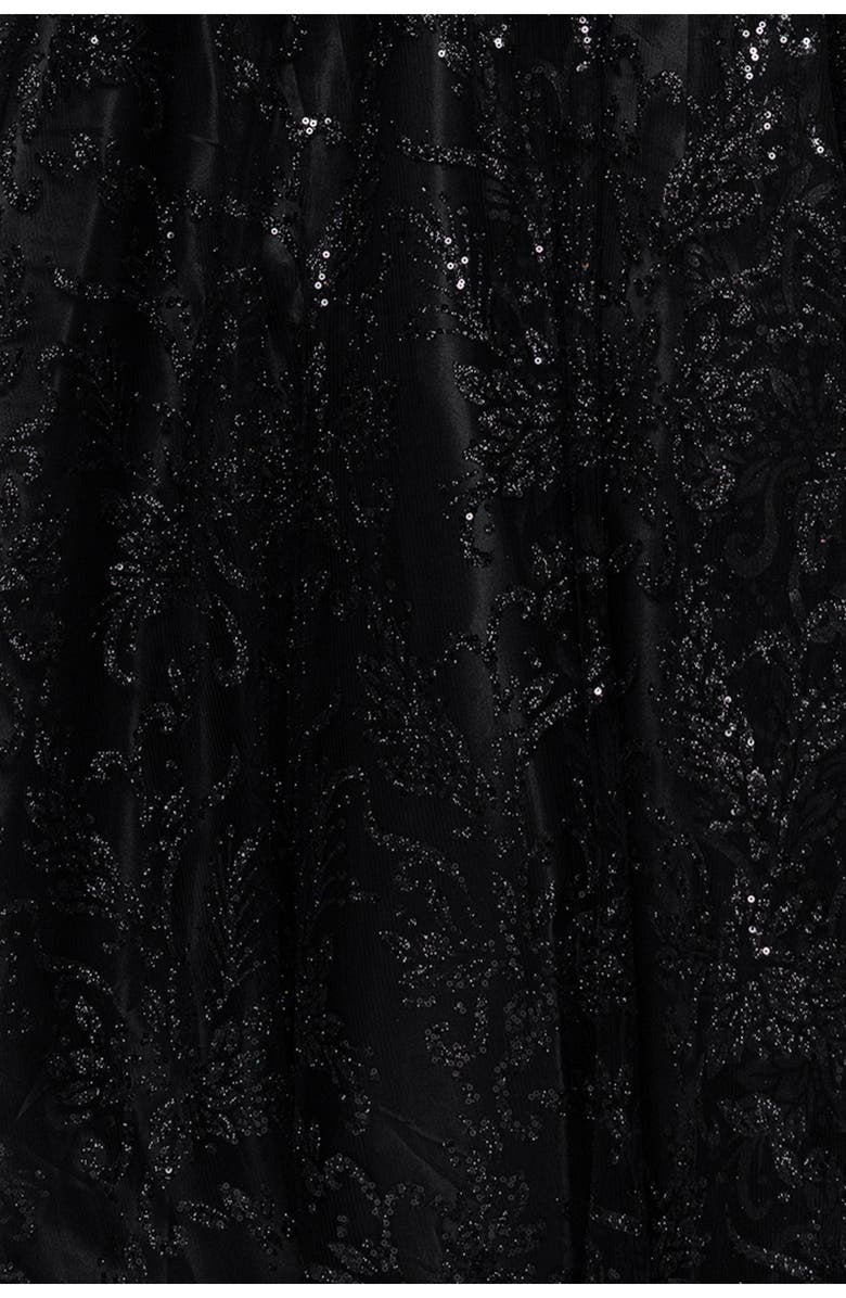 Blondie Nites Sequin & Mesh Gown, Alternate, color, Black