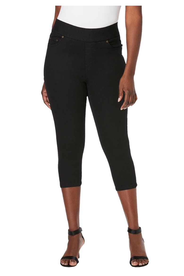 Comfort Waist Stretch Denim Capris, Main, color, BLACK