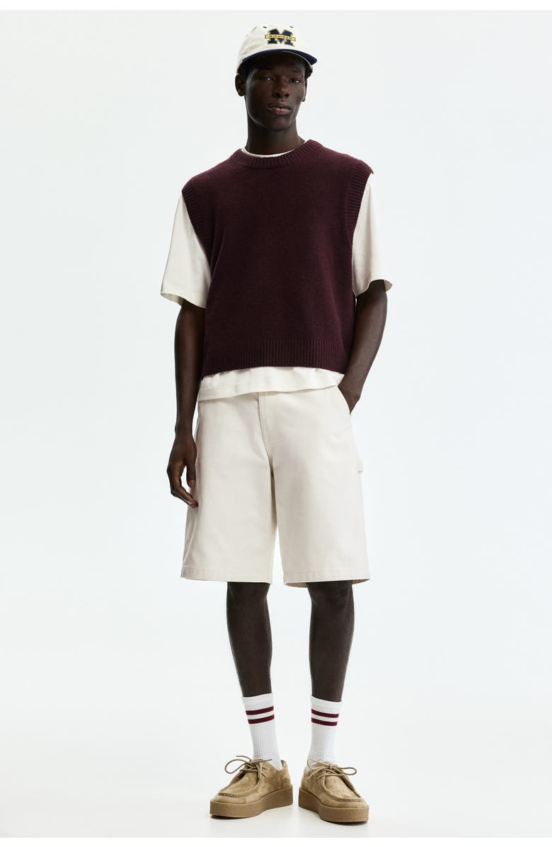 H&M Relaxed Fit Carpenter Shorts, Alternate, color, White