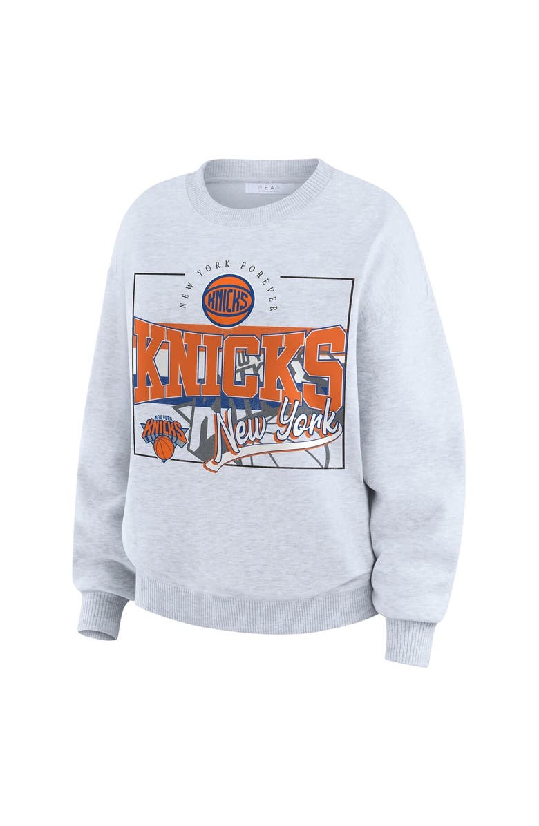 WEAR by Erin Andrews Women's WEAR by Erin Andrews Heather Gray New York Knicks Crew Neck Sweatshirt, Alternate, color, Heather Gray