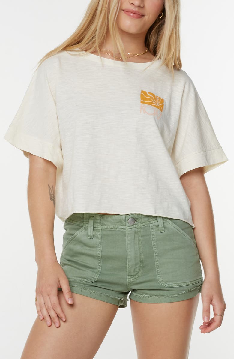 Roxy Sea Glass Oversize Cotton Graphic T-Shirt, Main, color, Snow White Sea Glass