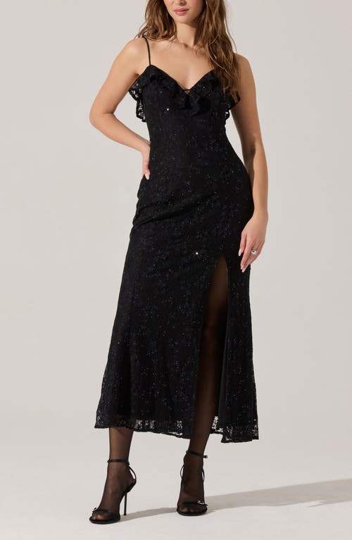 Astr The Label Leonie Lace & Sequin A-line Dress In Black