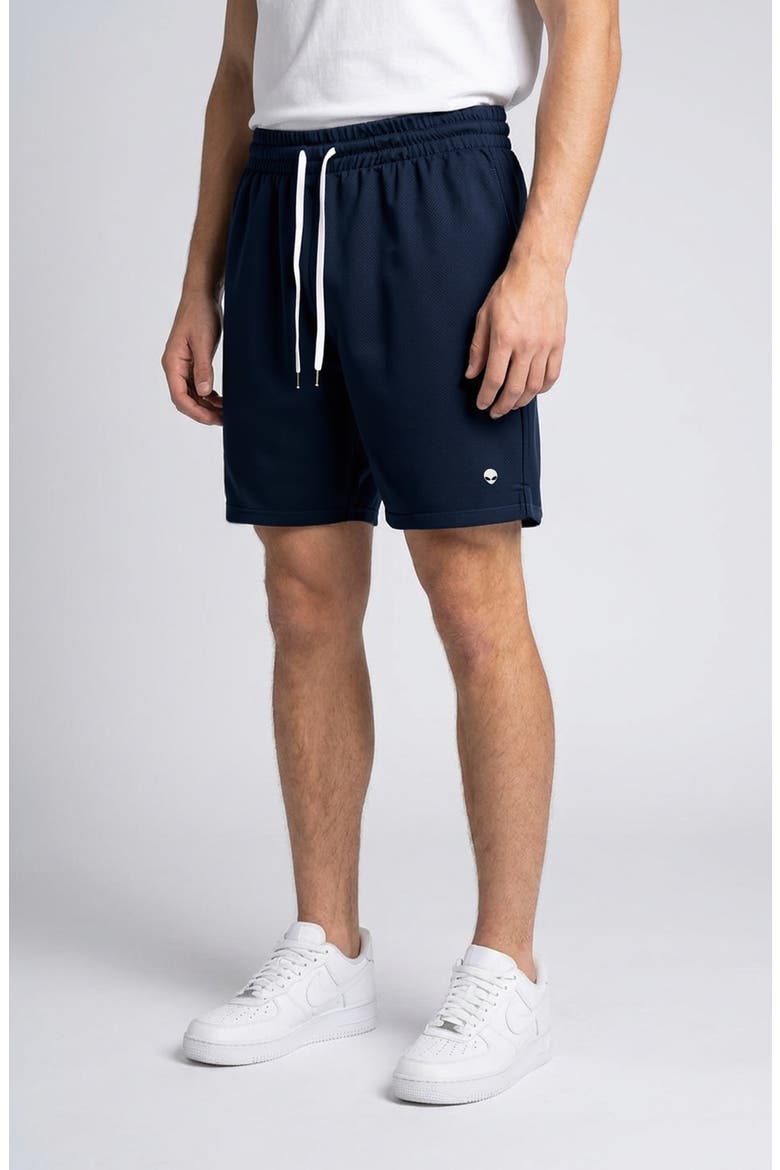Mens Lil Alien Midweight Court Short, Alternate, color, Navy Blue