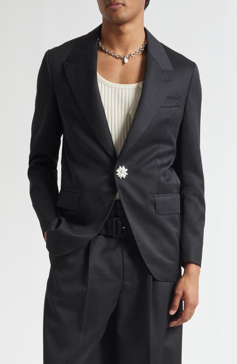 Faux Pearl Daisy One-Button Sport Coat