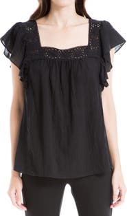 MAX STUDIO Flutter Sleeve Square Neck Blouse