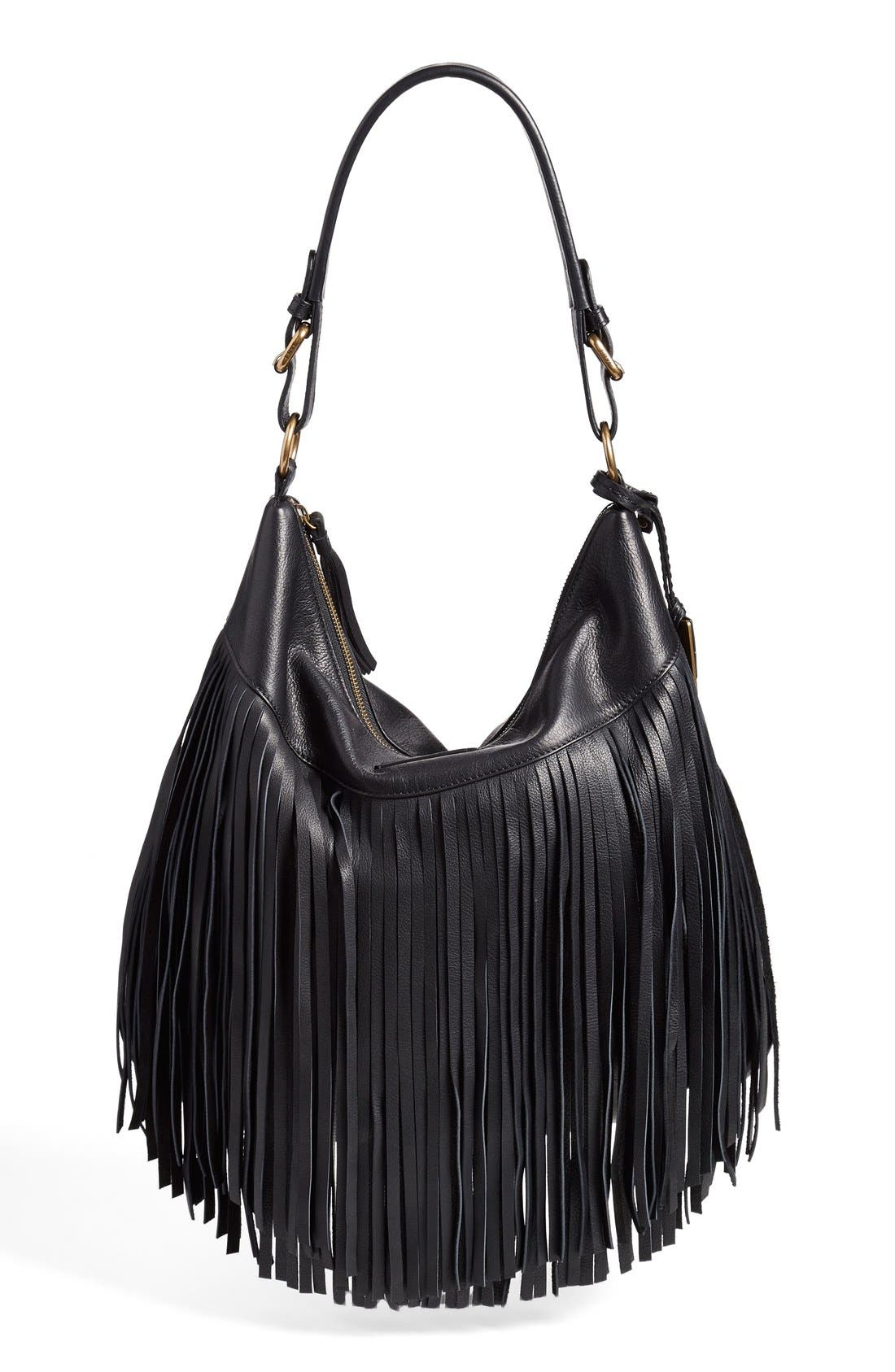 Frye 'Heidi' Fringe Hobo Bag, Main, color, 