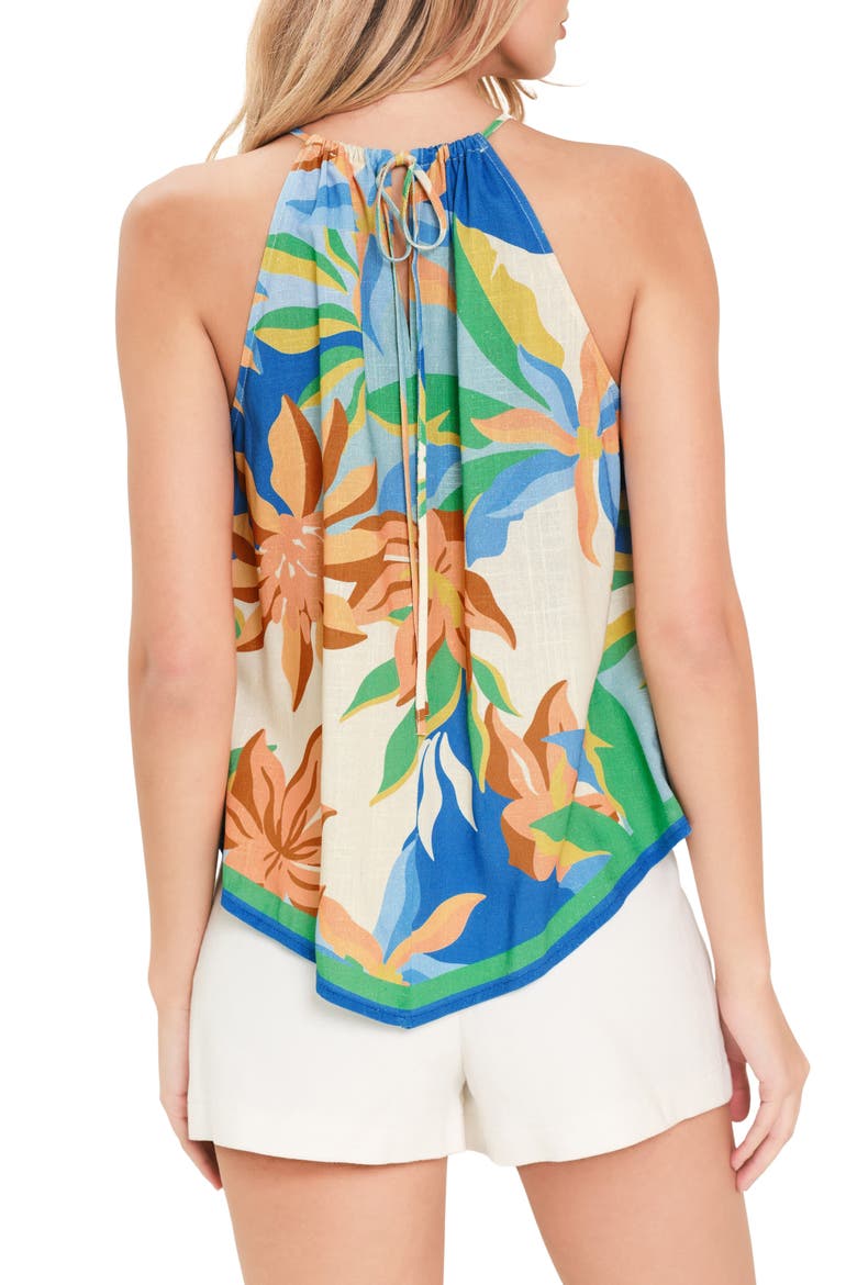 Floral Printed Halter Top, Alternate, color, BLUE MULTI