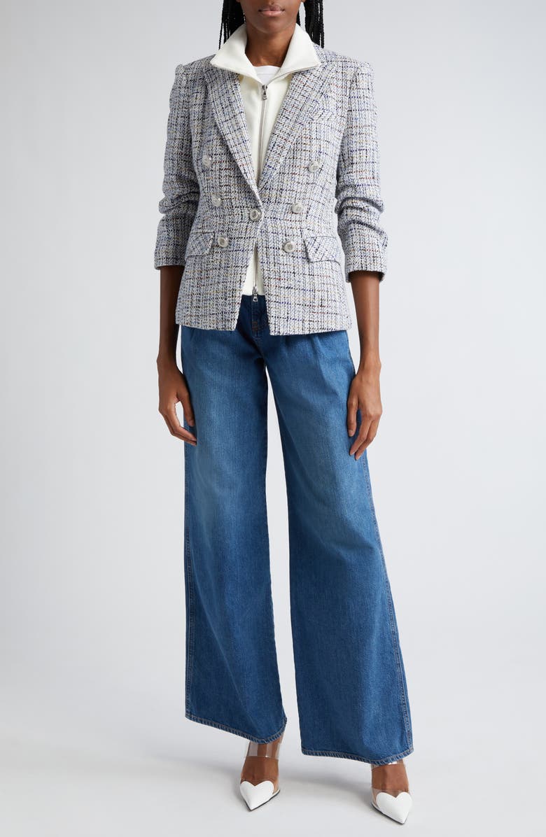 Veronica Beard Mia High Waist Double Pleat Wide Leg Jeans, Alternate, color, 