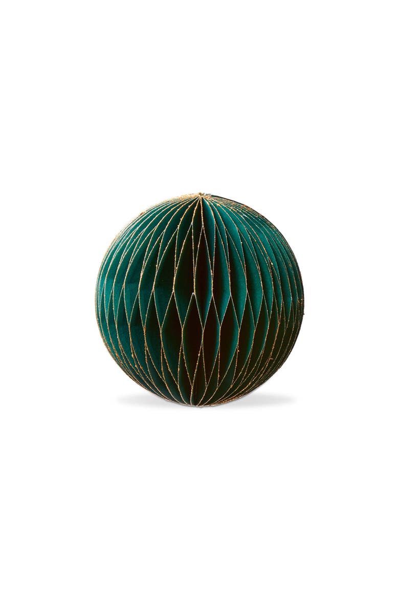 Glimmer Paper Ball Decor Small Green Tree Ornaments Holiday, Main, color, Green