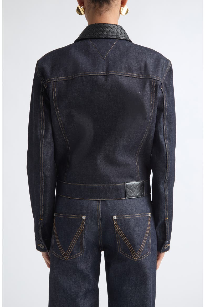 Intrecciato Collar Denim Jacket, Alternate, color, 4245 INDIGO