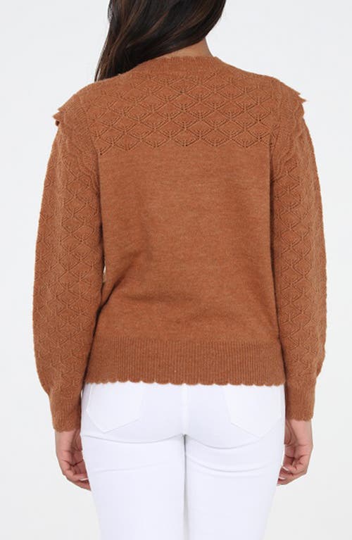 Rain And Rose Pointelle Sweater In Brown