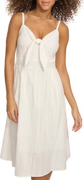Kensie Bow Tie Front Cotton Minidress