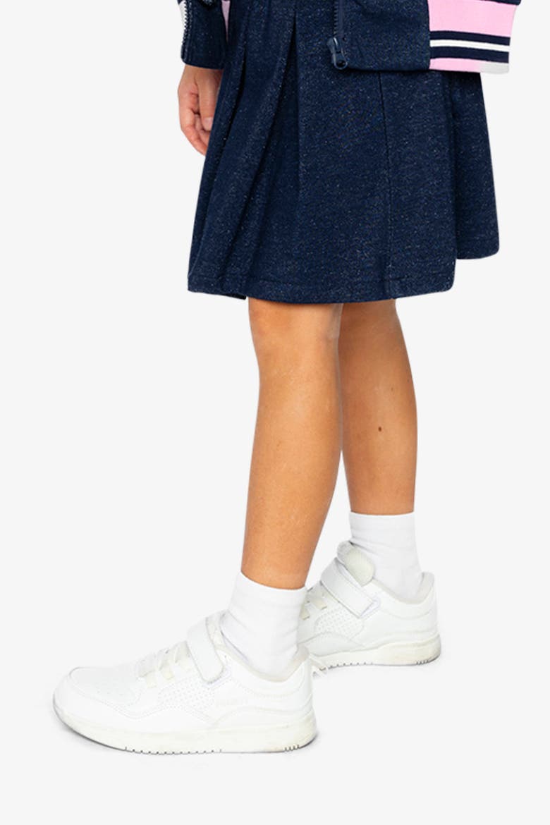 Ivy Pleated Soft Shimmer French Terry Skirt, Alternate, color, Navy Blue Denim
